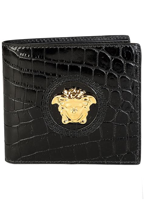 versace wallet with gold medusa head|Versace leather wallet strap.